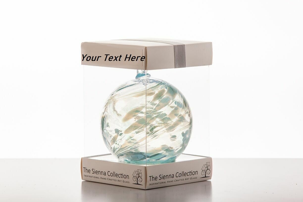 Aquamarine Personalised Sienna Glass 10Cm Friendship Ball - Choice Of Colours (Aquamarine)