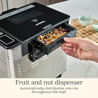 Machine à pain Cuisinart, Machine à pain à convection en acier inoxydable avec 16 options de menu, 3 tailles de pain jusqu'à 2 lb, 3 couleurs de croûte, comprend un verre mesureur, une cuillère et un