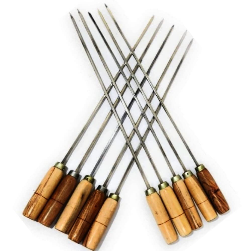 BTR Skewers/Kabab Seekh Stainless Steel Barbeque Grilling Stick, for KABAB (Silver, 8 Inch Rod 4 Inch Handle Full-Length) (Pack of 6 Pieces) (B08GGZXTN6) Amazon Price History, Amazon Price Tracker