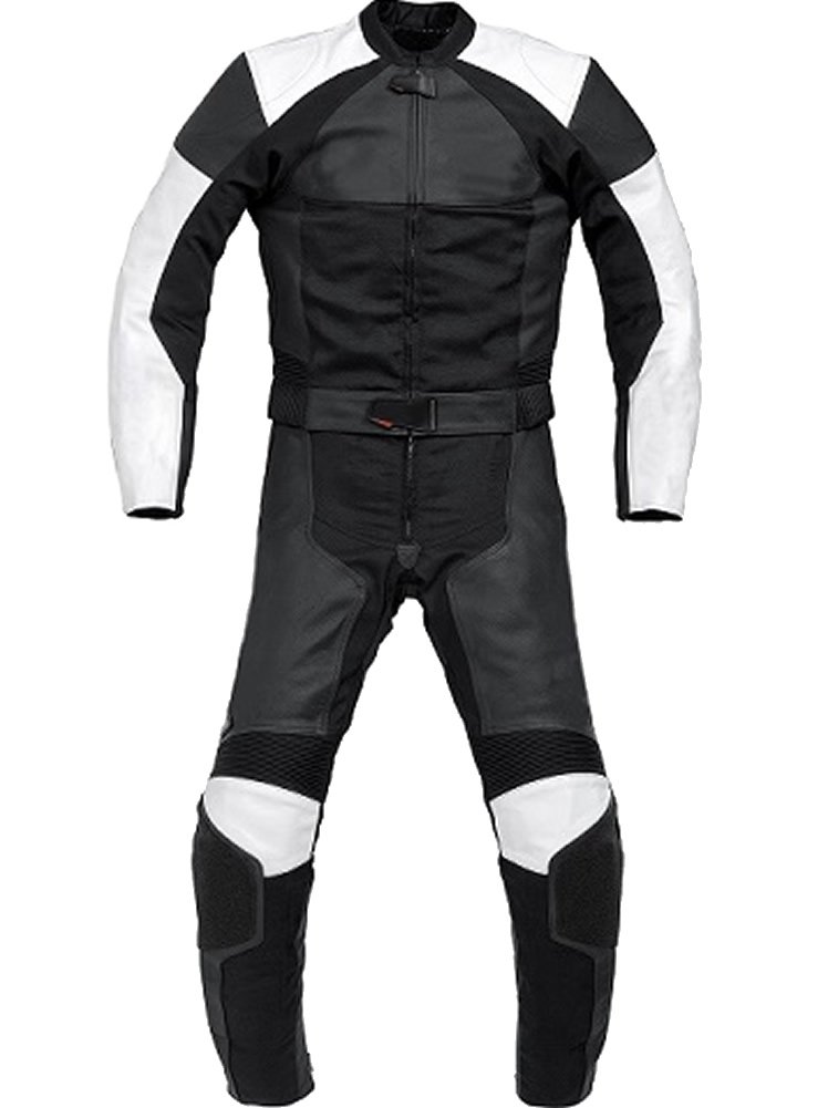 SleekHides Men's Fashion MotorCycle Real Leather Biker Suit Cow Black Medium