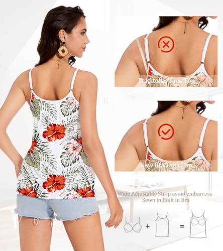 Image of Camisoles for Women with Built in Bra Adjustable Strap Tank Tops Cami Sleeveless Summer Tops for Workout Sleeping Traveling