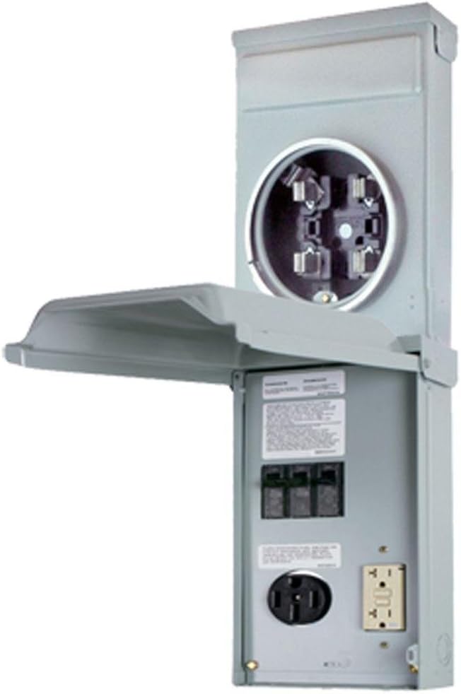 ABB GE1LM502SS RV Power Pedestal • 100A Metered, 50A/20A GFCI Receptacles • NEMA 3R Galvanized Steel Enclosure • Surface Mount • Outdoor Load Center for RV Parks & Campgrounds