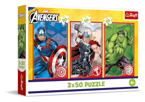 Trefl 3-in-1 Puzzle: Marvel The Avengers, Your Hero, 3 x 50 Pieces, 3 Puzzle Set for Children from 4 Years