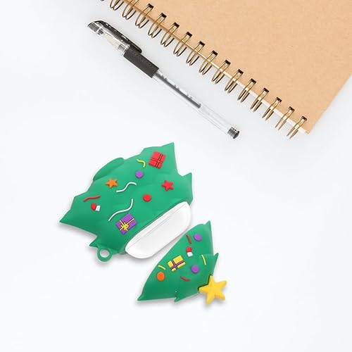 Miniatura 5 de Funda de silicona para auriculares, diseño de árbol de Navidad, cubierta protectora compatible con AirPods