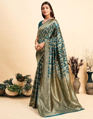Image of SIRIL Women's Banarasi Silk Saree Pure Silk Saree With Unstitched Blouse Piece