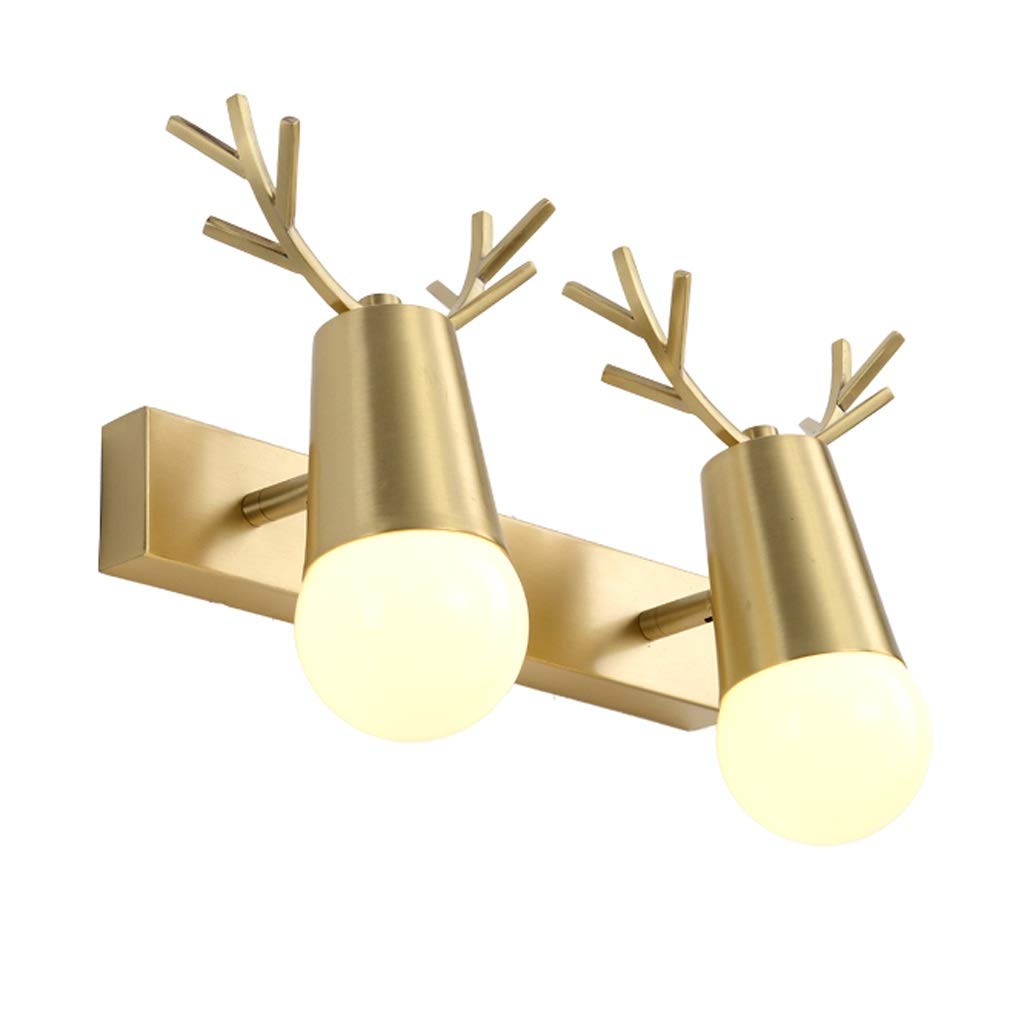 HXYSXHJUO Indoor Wall Lamp Antlers Copper Nordic Creative Bathroom Lighting Living Room Bedroom Bedside (A)