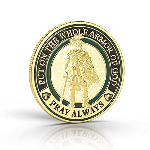 Piaohao CC900 5 Pieces Armor Of God Gold Plated Challenge Coins Prayer Commemorative Collector Coins thumb #2