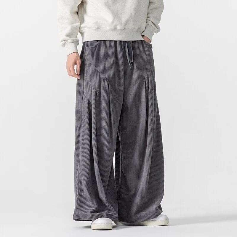 Spring Men Corduroy Harem Pants Male Casual Wide Leg Pants Jogger Harajuku Trousers4