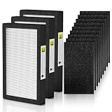 FLT4100 True HEPA Replacement Filter Size E for Guardian Technologies model AC4100 AC4100CA AC4150BL AC4150PCA AC4150P, 3 x Hepa Filter + 9 x Activated Carbon Pre-Filter
