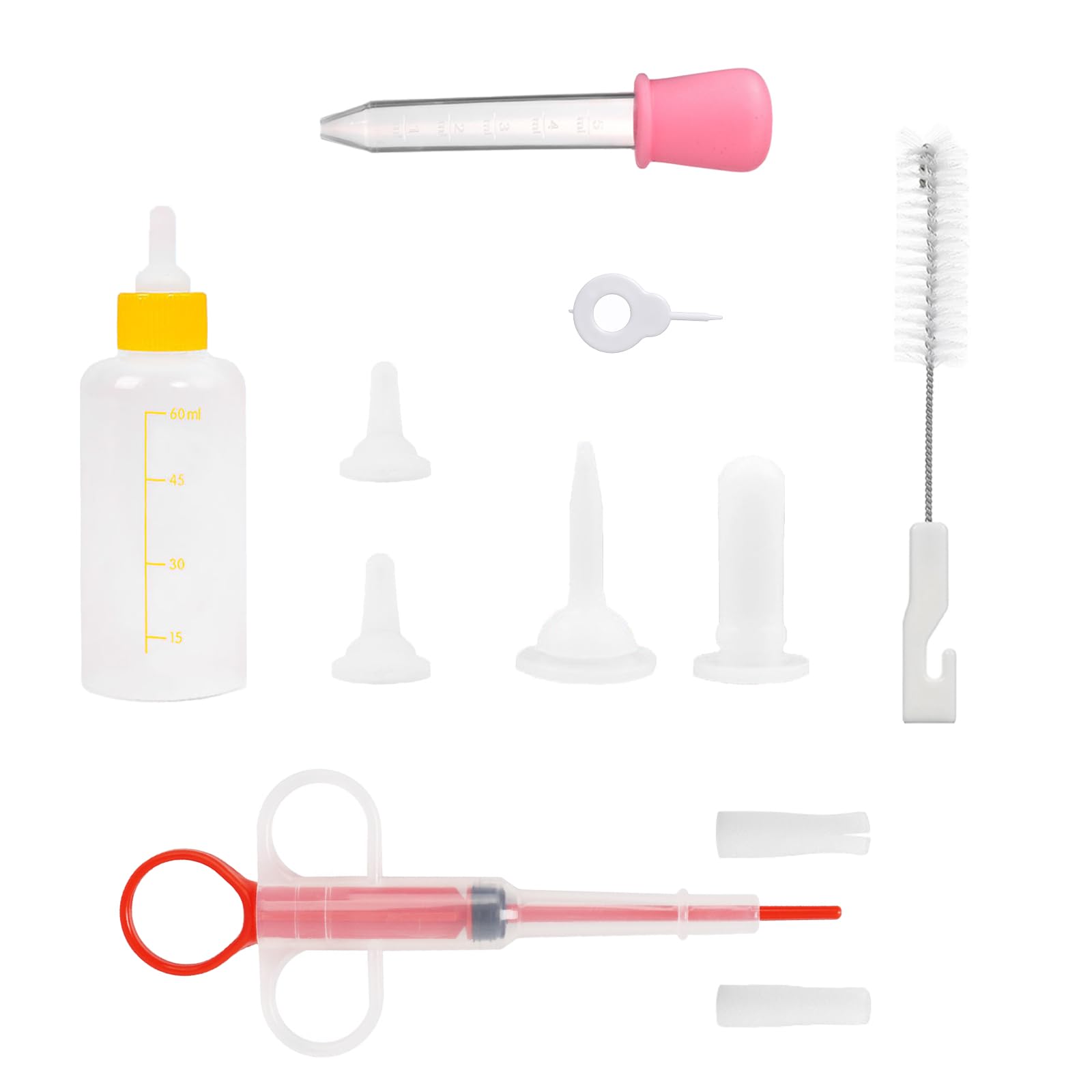 LKKTDZY Pet Nursing Bottle Kits, Miracle Nipple for Kittens, Puppy Bottles for Nursing Puppy Milk, Replacement Silicone Nipple, Pet Pill Shooter Dispenser, 5ml Dropper