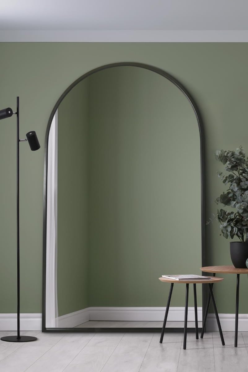 Mirroroutlet Black The Arcus - Framed Arched Leaner/Wall Mirror 75" X 47" (190Cm X 120Cm)