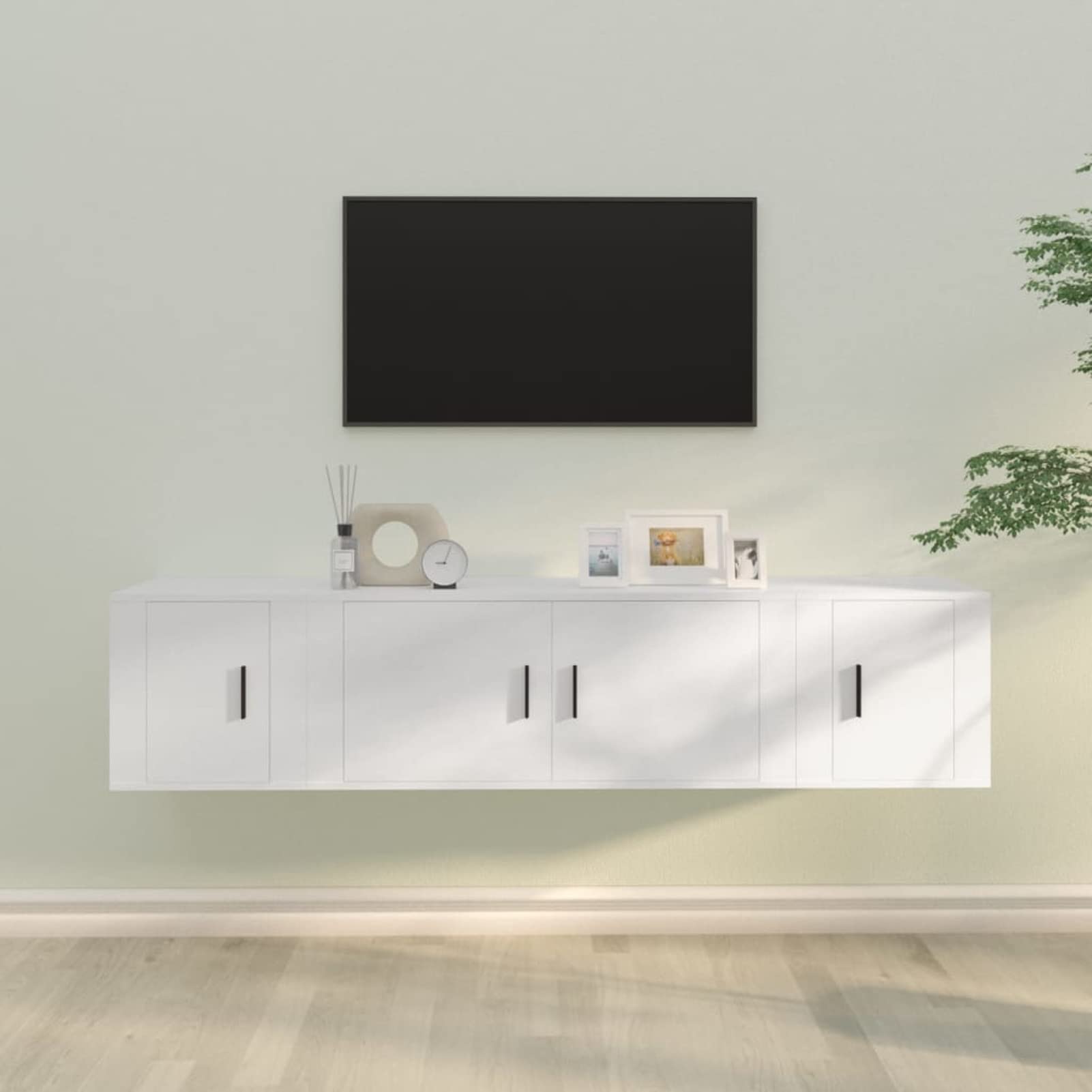 Set de Muebles de TV 3 Piezas Madera contrachapada Blanco, Mueble TV, Mueble Salon, Mueble TV Salon, Mueble Television, Dormitorio Juvenil Completo 3188414