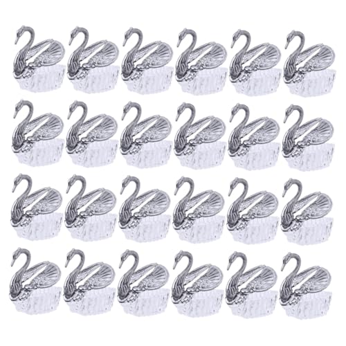 Boîtes à dragées mariage cygne argent pour une table de fête raffinée