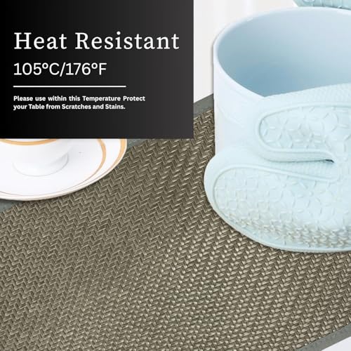 Image of Amazon Brand - Umi PVC Vinyl Basket Design Placemat STBT001 | Heat Resistant, Wipe Clean, Anti-Skid Table Mats for Dining Table, Kitchen & Home Decor (30x45 CM Grey Set of 6)