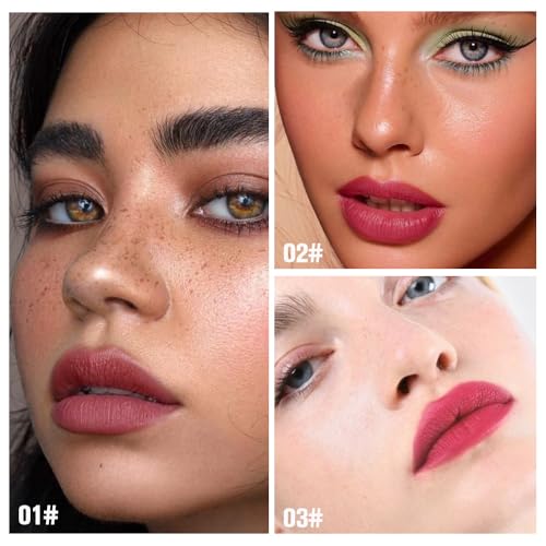 evpct 3Pcs Peel Off Lip Stain Tints, Maroon Mauve Red Matte Liquid Lipstick Lip Stain Long Lasting Waterproof for Women, Non-stick Cup Lipstick Peel Off Highly Pigmented Smudge-proof, 01# & 02# & 03#