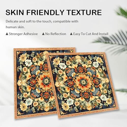 Image of Nuxovilar Peel and Stick Vinyl Floor Tiles, 11.8 inchx11.8 inch | Mandala Floral Pattern, 10-Pack Self-Adhesive Flooring for DIY Projects