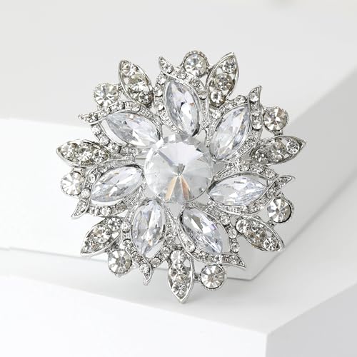 Image of Trendy Large Rhinestone Flower Brooches 8-color for Women Luxury Office Party Casual Pins Jewelry Accessories Gifts