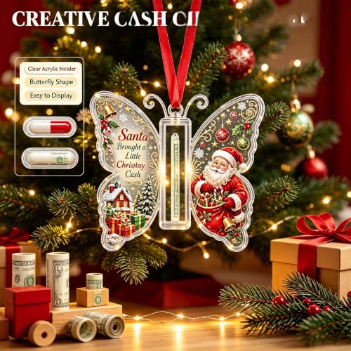 Christmas Cash Gift Ornament - Butterfly Money Holder with Acrylic，C - image 5