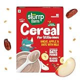 Slurrp Farm Cereali istantanei senza zuccheri aggiunti | Grano, mela e dattero con latte | Senza conservanti | lieve addolcito con polvere di dattero | 200 g
