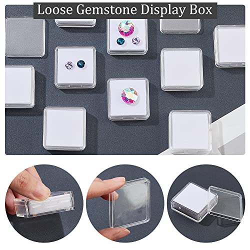 Nbeads 12 Pcs Gemstone Display Box, 1.6X1.6X0.6 Transparent Acrylic Square Jewelry Display Container Diamond Storage Box With Clear Top Lids And White Sponge For Bare Stone Naked Diamond thumb #3