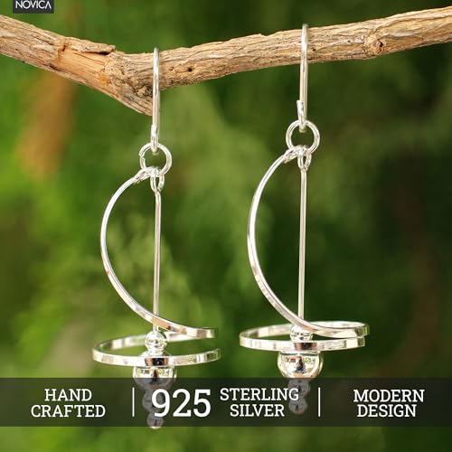 NOVICA .925 Sterling Silver Dangle | Fair Trade Dangle | Artisan Crafted | Handmade Filigree | Long French Hook Wire | Vintage | Hypoallergenic Drop | Citrine Jewelry | Thailand Dimension 2"L x 0.8"W2