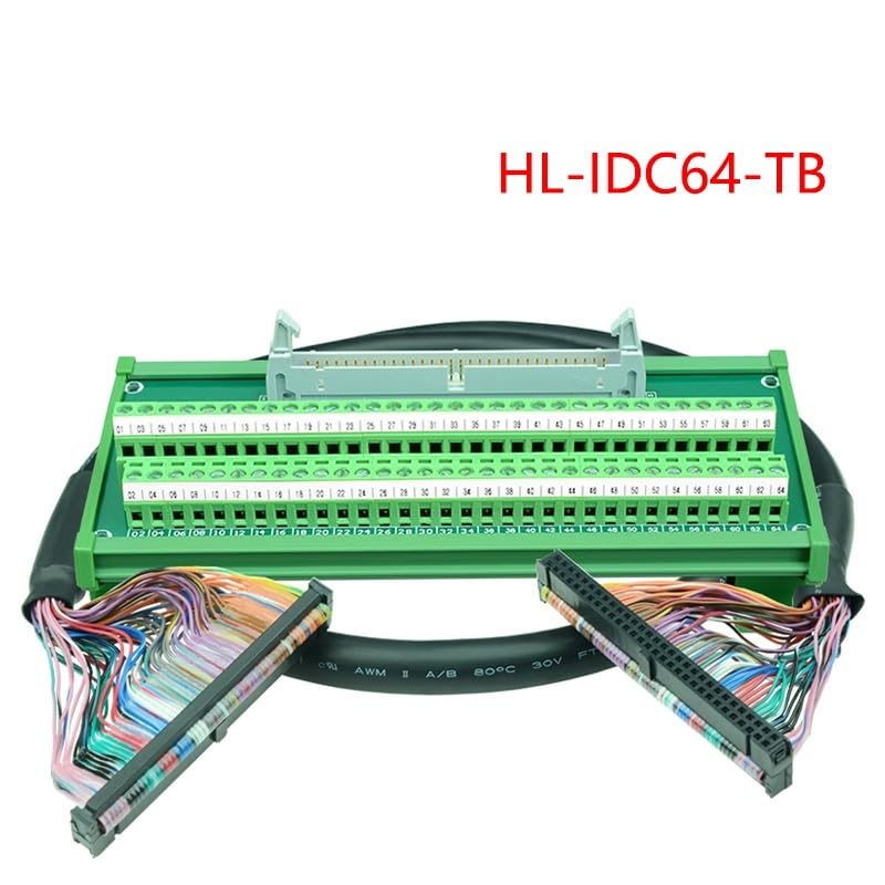 Blok zacisków PLC 2,54 mm podwójny moduł interfejsu męskiego IDC64 Board Interfejs do montażu na szynie DIN.(HL-IDC64-FF-1M)