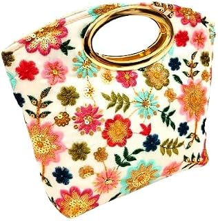 Betterminds Womens purse, Bags for ladies, Bridal bags. Floral design with Gold handle Price In India