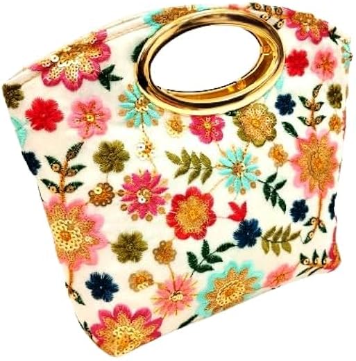 Betterminds Womens purse, Bags for ladies, Bridal bags. Floral design with Gold handle