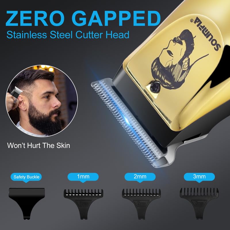 Image of SOLIMPIA HT-679 Digital Display 0mm Professional Cordless Hair Clippers Rechargeable Wireless Hair Grooming Set Beard Trimming Beard Styling Rechargeable Li-ion Battery 600mAh 120 min Runtime, Gold