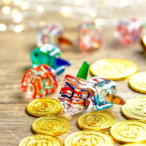 Set-4-Blown-Glass-Tradition-Hanukkah-Dreidel-Figurine-Ornament-Art-Glass-Classic-Dreidel-Paperweight-Collectibles-Jewish-Hanukkah-Gift