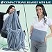 PAVILIA Travel Blanket Pillow, Soft Airplane Blanket 2-IN-1 Combo Set, Plane Blanket Compact Packable, Flight Essentials Car Pillow, Travelers Gift Accessories Luggage Backpack Strap, 60x43 Slate Blue