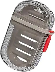 Saboneteira de viagem, saboneteira de viagem, saboneteira portátil com design à prova de vazamento de drenagem, para banheiro, albergue, caminhada, acampamento, manter o sabão seco, preto transparente
