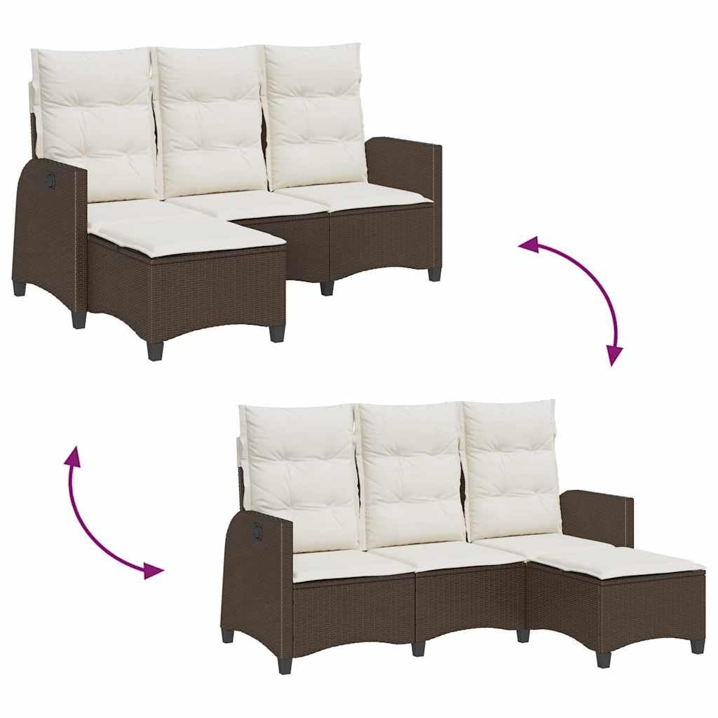 vidaXL Sofá de jardín reclinable con Cojines en Forma de L marrón, sofá de Exterior, sofá de jardín reclinable, sofá de jardín en Forma de L