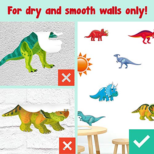 Dinosaur Wall Decals, 77 Dinosaur Stickers, Dinosaur Room Decor for Boys Girls, Toddler Kids Wall Decor in Assorted Dino Stickers for Bathroom Bedroom Playroom, Baby Nursery Wall Art Poster