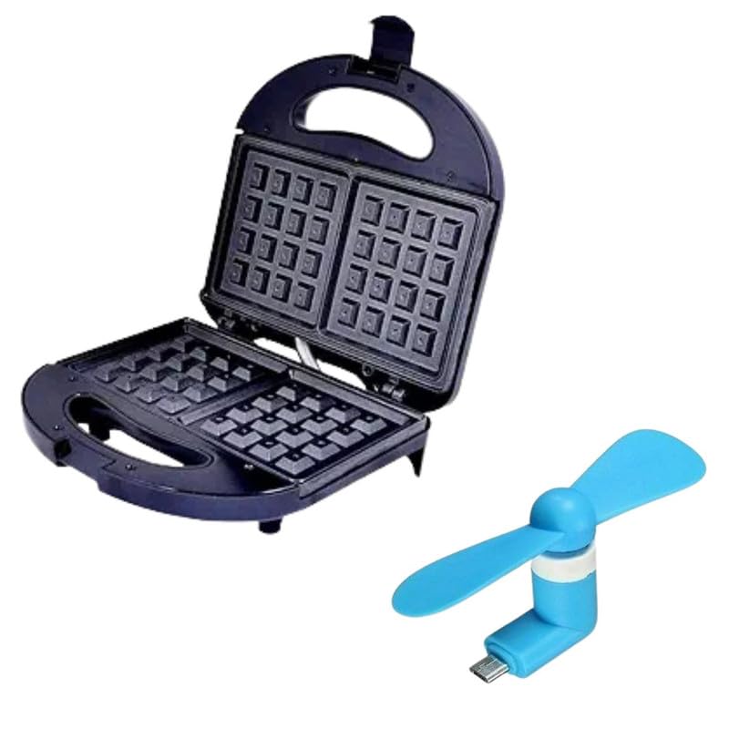 Drumstone 𝐂𝐨𝐦𝐛𝐨 C1278 Waffle Maker Machine, Small Waffle Iron Perfect for Families Waffle Machine Maker Multifunctional & Mini Portable OTG Mobile Fan for All Android Smartphones-image-36