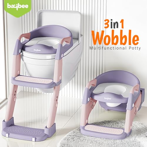 Image of Baybee Lumi 3 IN 1 Baby Potty Seat for Kids with Ladder | Foldable Western Toilet Seat with Step Stool & Adjustable Height | Portable Potty Training Seat | Toilet Chair for Kids 1 to 8 Years (Pink)