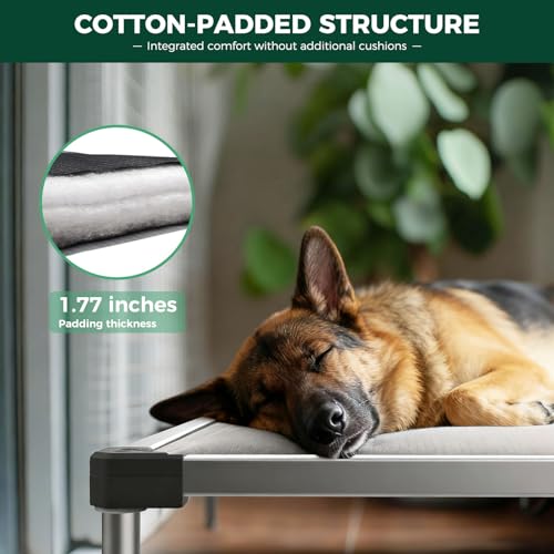 FXW TitanNest Chew-Proof Elevated Dog Bed, Raised Cot for Indoor/Outdoor/Camping Use, Durable & Washable Padded Pet Bed for Large Dogs, 50.0" L x 31.0" W x 7.3" H, Gray - Image 4