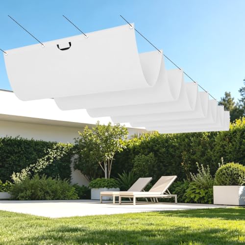 Toile d'ombrage rétractable 250x100 cm blanche imperméable pour extérieur