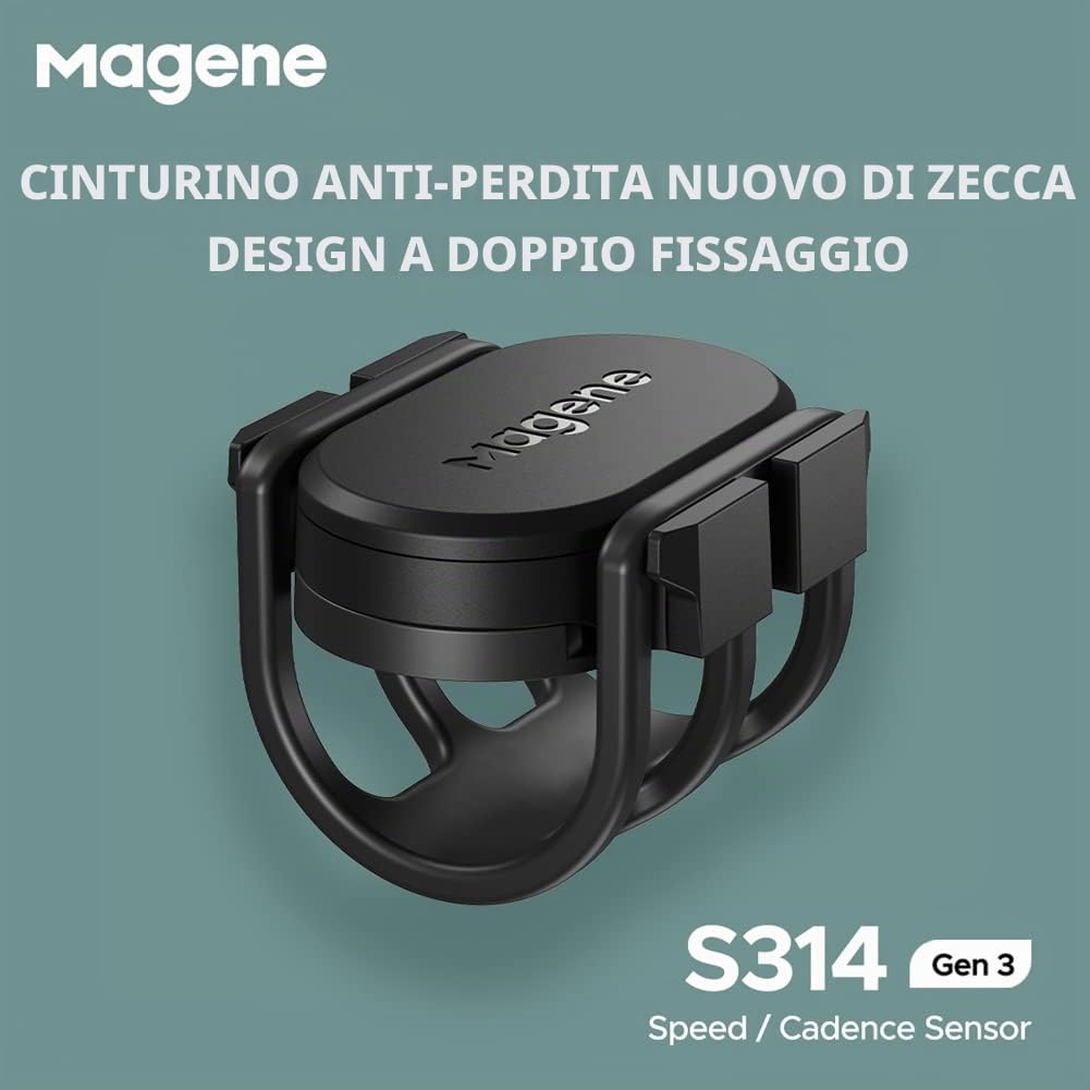 Magene S314 Sensore di velocità e cadenza Sensore di velocità per bicicletta wireless Sensore di cadenza di velocità ANT+ e Buletooth 5.0 Compatibile con computer da bici, Zwift e altro