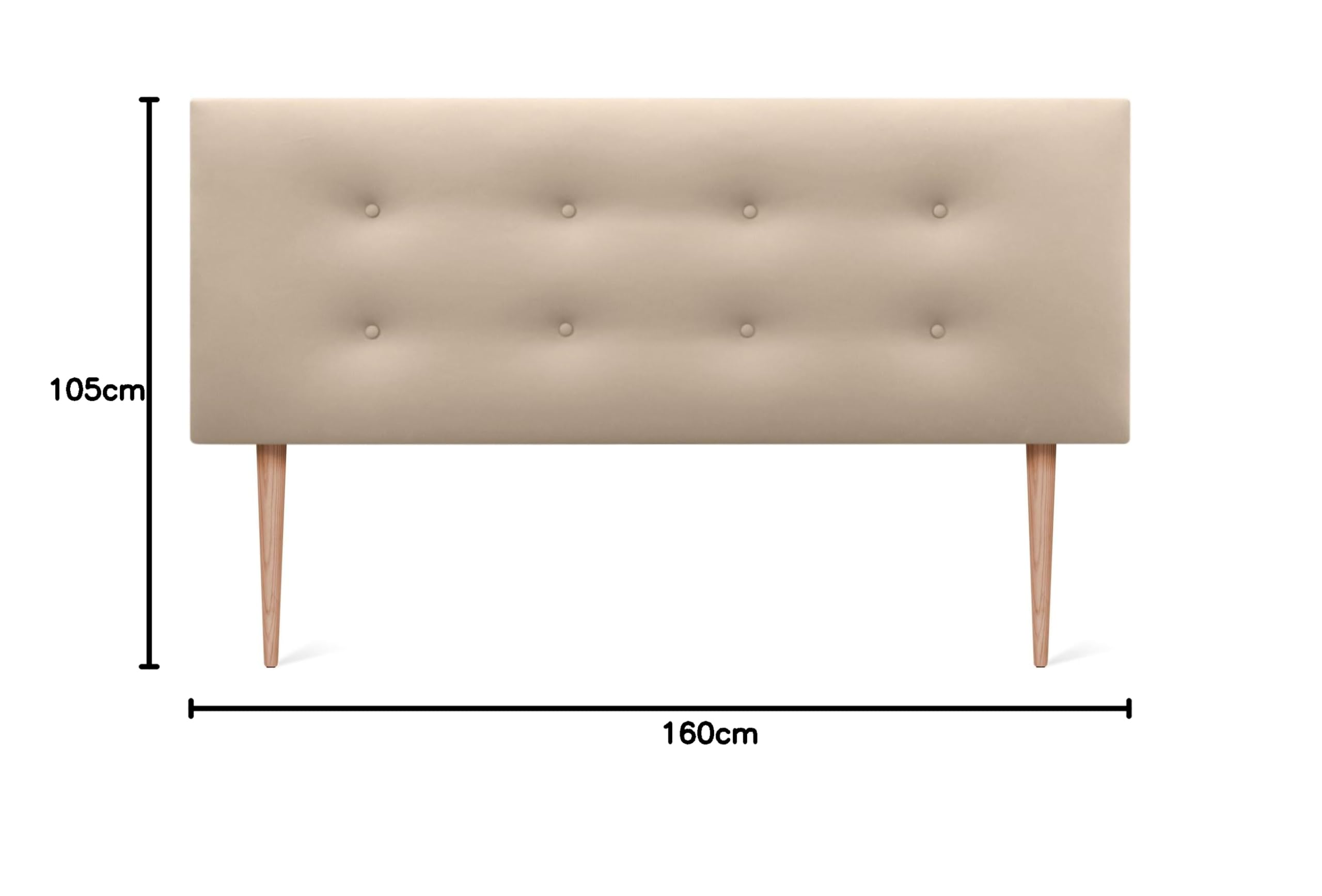 DHOME Testiera in Similpelle o Tessuto AQUALINE Pro con 2 file di Bottoni e Gambe Testiera Imbottita per Letto di Lusso (160x105cm con gambe (Letti 150/160), Similpelle Beige)