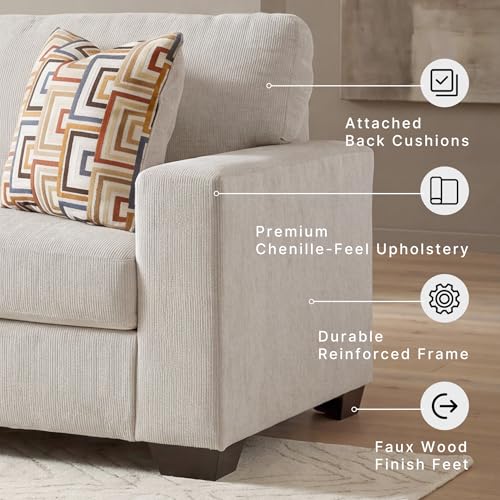 Image of Signature Design by Ashley Aviemore 2-Piece Sectional Sofa with Chaise | Stone gray chenille, Sag-resistant platform foundation, Includes 2 accent pillows, 110-in wide