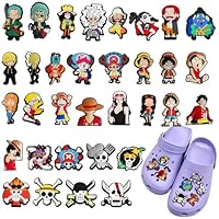 One Piece Anstecker, 33 Stück One Piece Schuh Charms for Crocs, PVC Anstecker One Piece Kinder, One Piece Stecker Set, One Piece Schuhanstecker, One Piece Pins, One Piece Schuh-Dekoration für Kinder