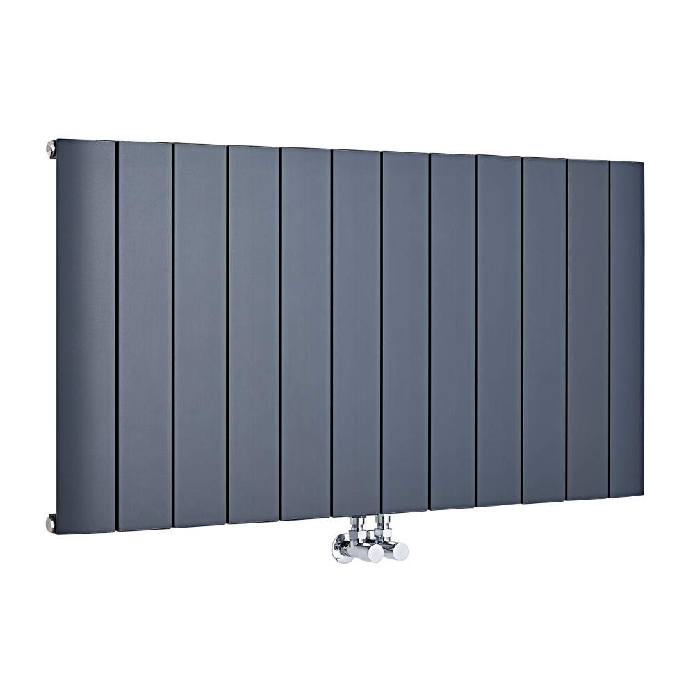 Milano Skye Anthracite Horizontal Single Flat Panel Aluminium Radiator - 600mm x 1135mm