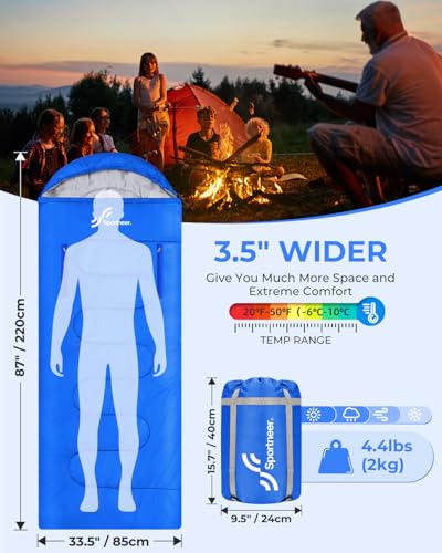 Sportneer Sleeping Bag - Wearable for Adults & Kids with Arm Zipper Holes in Cold & Warm Weather, Waterproof Portable Sleeping Bag for Camping, Hiking, Backpacking, Outdoor Travel - Image 3
