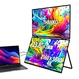 THANKO 23.8インチ 上下2画面 拡張 デュアルモニター 4K DMBG25HBK-4K デュアルディスプレイ ポータブル 画面拡張 薄型 (23.8"-Mac/Windows両対応)