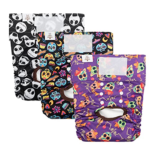 Image of CuteBone Dog Diapers Female Washable Small Medium Large 3 Pack Reusable Doggie Diapers Puppy Period Pants for Doggy Heat Cycle Peeing