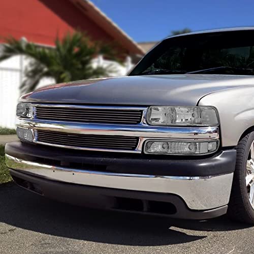 Image of DNA MOTORING HL-OH-CS99-4P-CH-CL1 Headlight Assembly Compatible with 99-02 Silverado 00-06 Suburban /Tahoe Bottom Bumper Lights Fit OE Grill