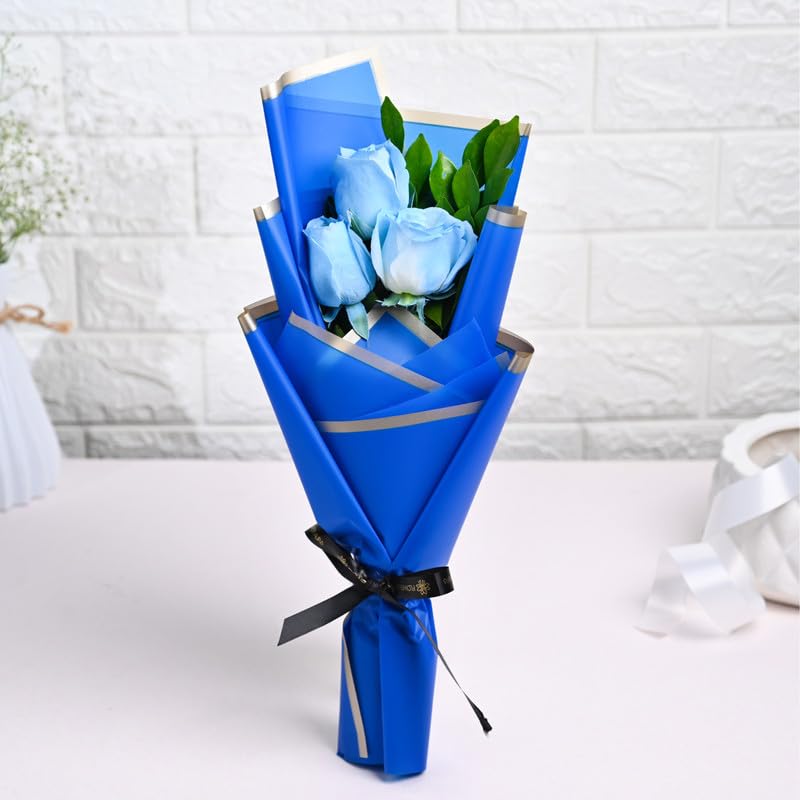 FlowerAura Love Bouquet of 3 Blue Spray Rose & 5 Chocolates For Birthday & Anniversary Gift, Valentine Day Gift, Mother's Day Gift & Gift for Boyfriend, Girlfriend, Husband & Wife (Same Day Delivery) 3 51DhijpfJvL