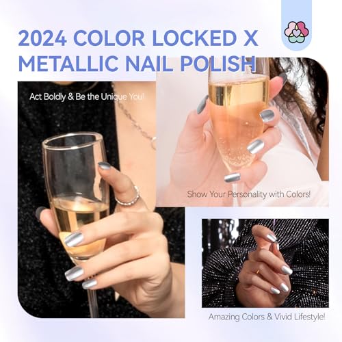 Image of SAVILAND Chrome Silver Nail Polish: Quick Dry Mirror Silver Nail Polish Regular Metallic Fingernail Polish Easy To Use & Remove No Curing Needed Bulk Nail Lacquer for Toes Nail Art DIY Home 0.34 oz