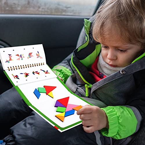 Usatdd TDDA0057 Travel Tangram Puzzle With 2 Set, Magnetic Pattern Blocks Road Trip Games Educational Jigsaw Challenge Books thumb #6